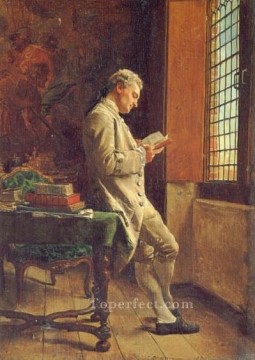  Ernest Painting - The Reader in White classicist Jean Louis Ernest Meissonier